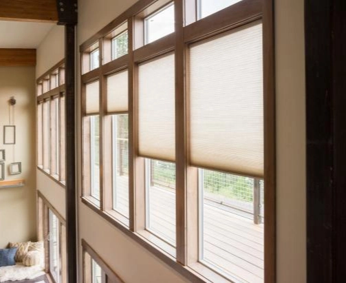 Custom window blinds in Orr Lake home