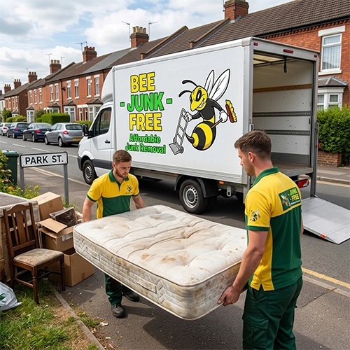Junk removal team handling mattress disposal in Peterborough