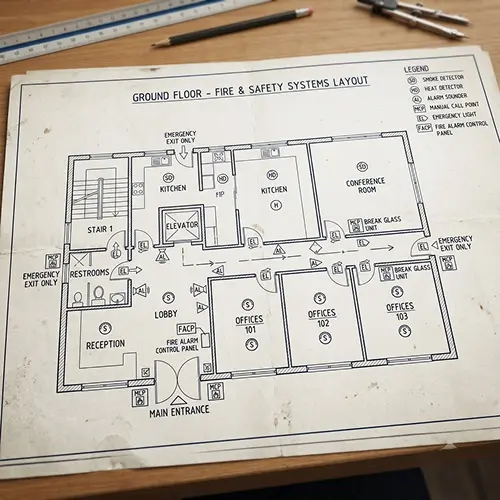 Pro-Tech Fire Inc. technician testing fire alarm panel
