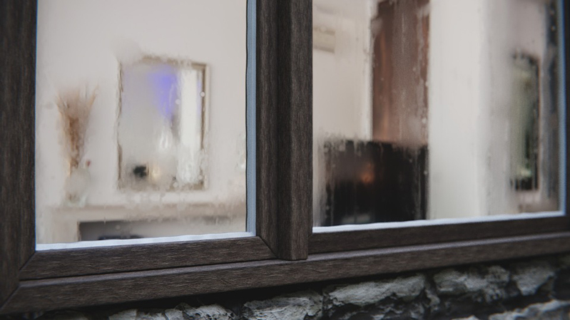 A fogged-up window