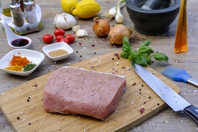 Meat on a cutting board.