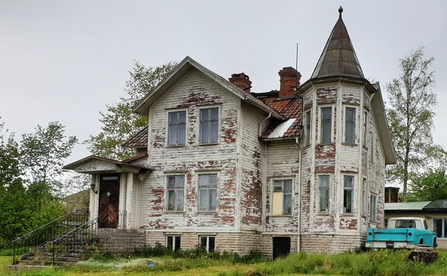 An old, rundown house.