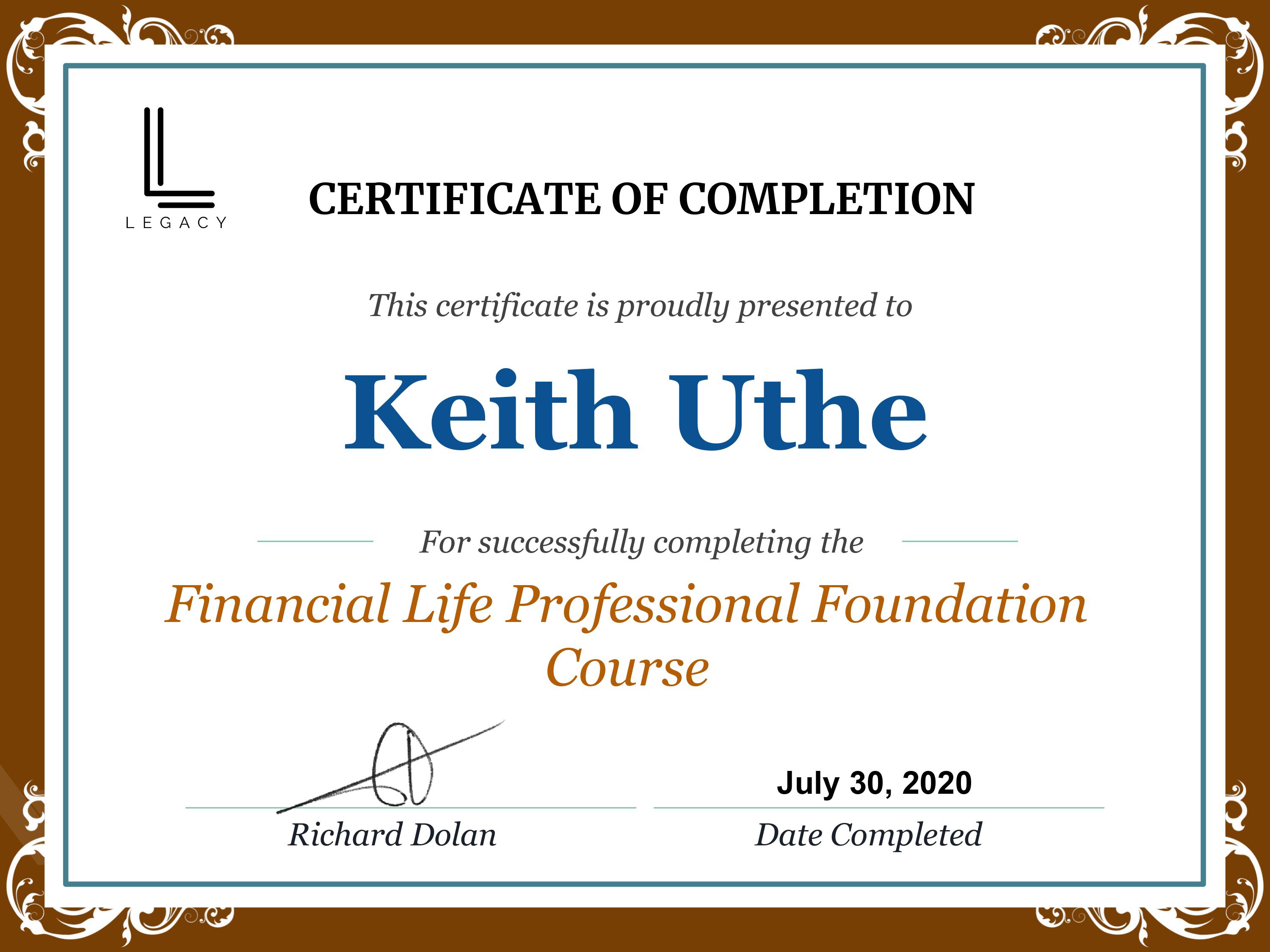 Keith Uthe Financial Life Professional