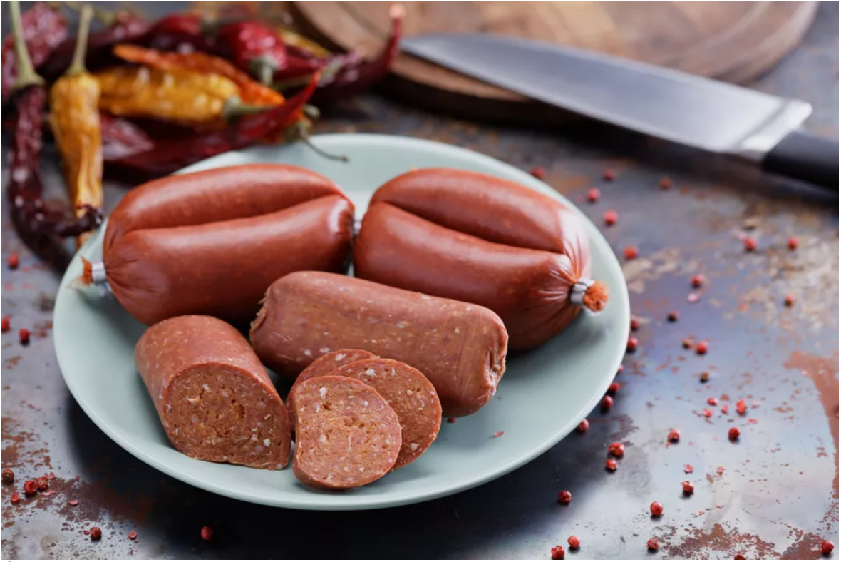 Turkish restaurant presents its Sucuk beef sausage which is very popular among Turkish people.