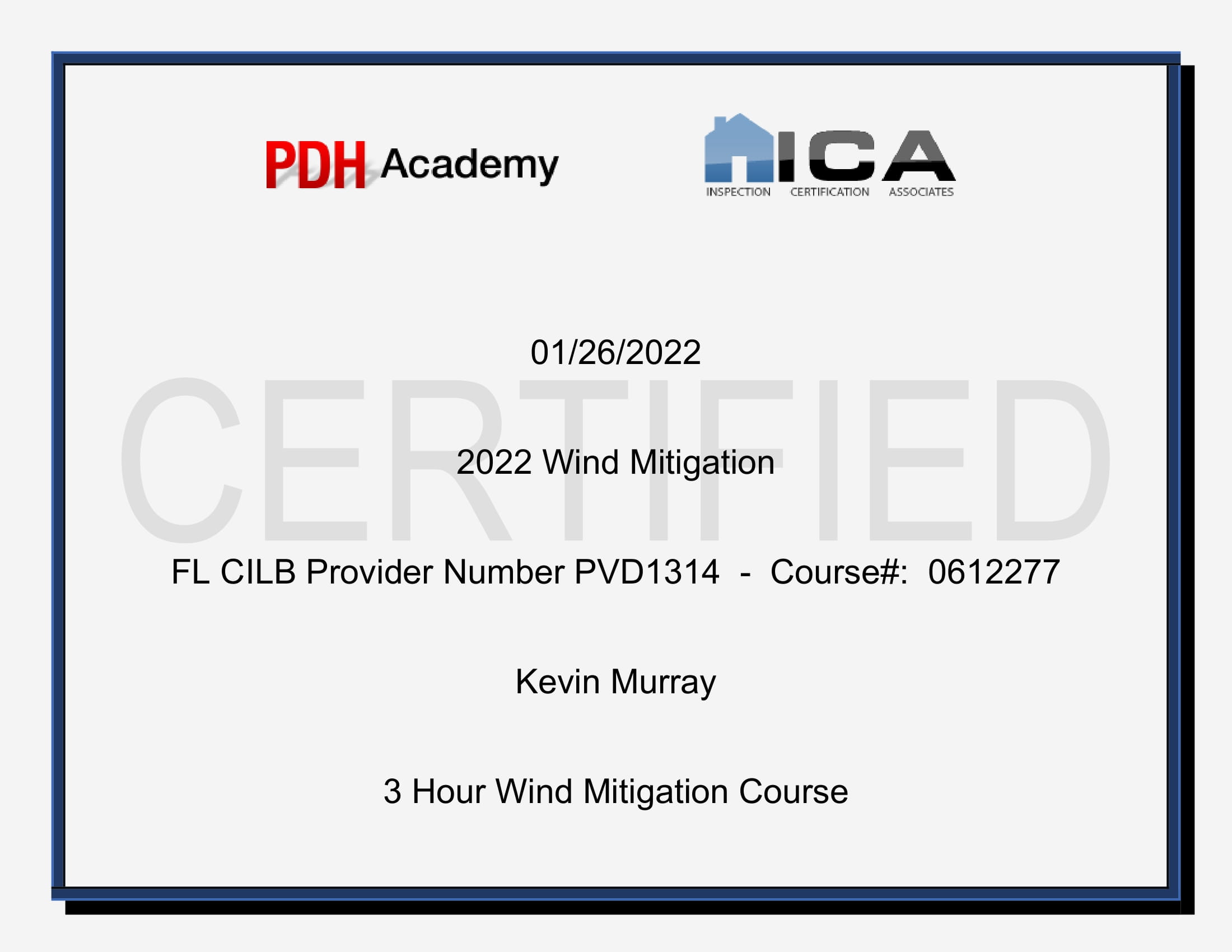 Kevin- Course Completion Certification 120hr
