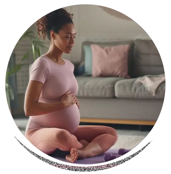 woman performing safe strength exercise during pregnancy with coach