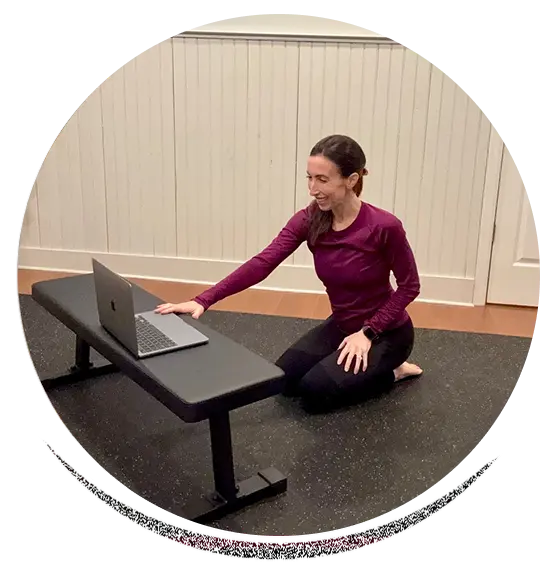 Certified pre and postnatal coach in North Central NJ guiding client through strength training